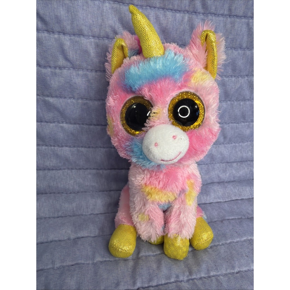 Ty Beanie Boos Fantasia Unicorn 6" 2016 | Pink Rainbow Plush | No Tag